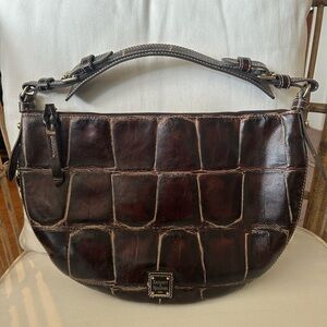 Dooney & Bourke Dark Brown Croc-Embossed Shoulder Bag